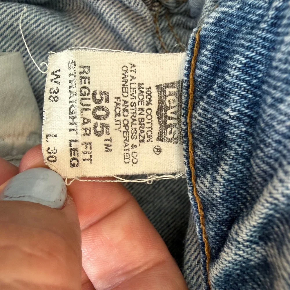 Vintage Levis 505 Orange Tab Jeans Mens 38x30 Light Wash Straight Leg Brazil